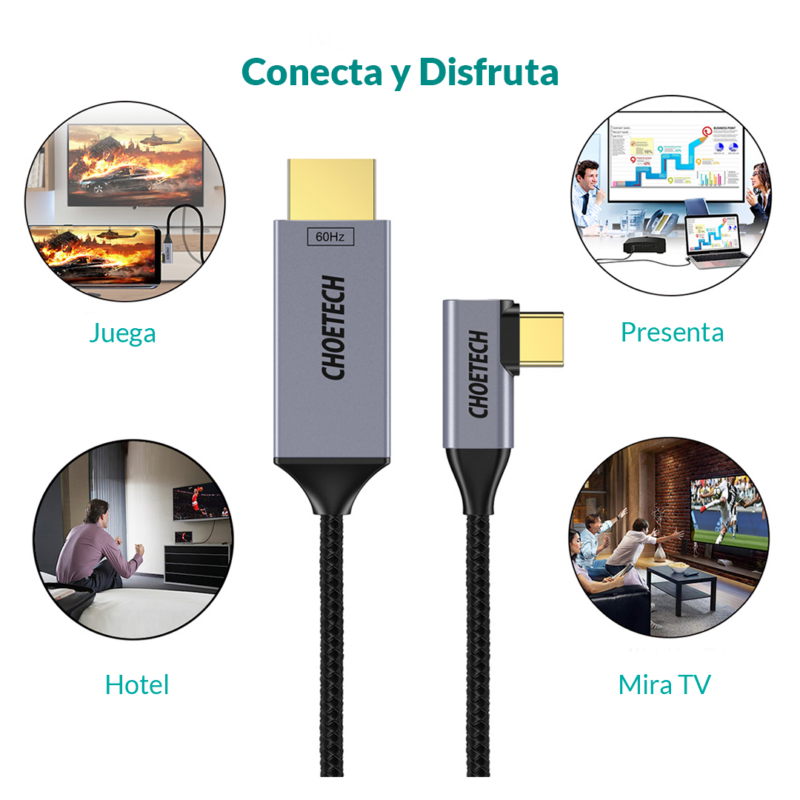 Cable USB C ("L") a HDMI 4K - Imagen 2