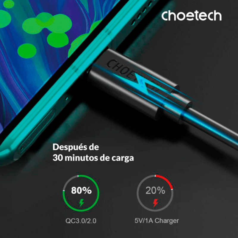 USB-A a USB-C Cable Cargador 1m - Imagen 3
