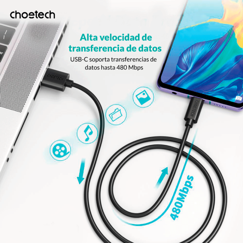 USB-A a USB-C Cable Cargador 1m - Imagen 2
