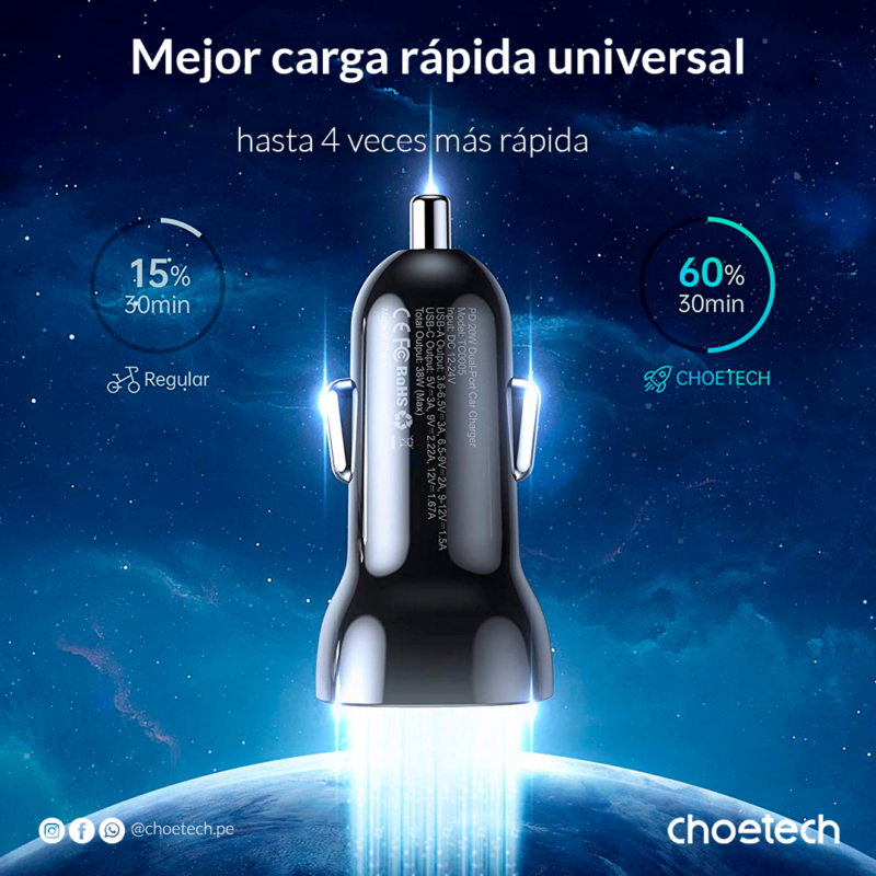 Cargador de Auto USB tipo C de 36W - Imagen 3