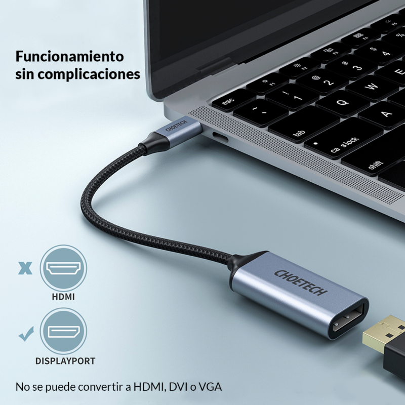 USB - C Display Port 4K 0.2m Hub Adaptador - Imagen 3