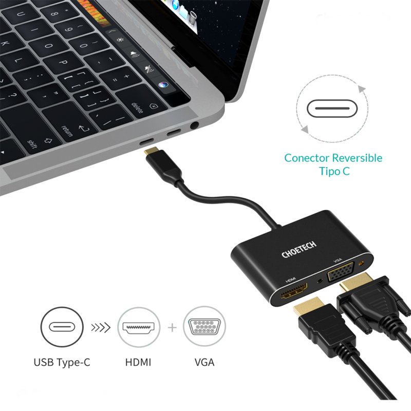 Adaptador USB C a HDMI + VGA - Imagen 3