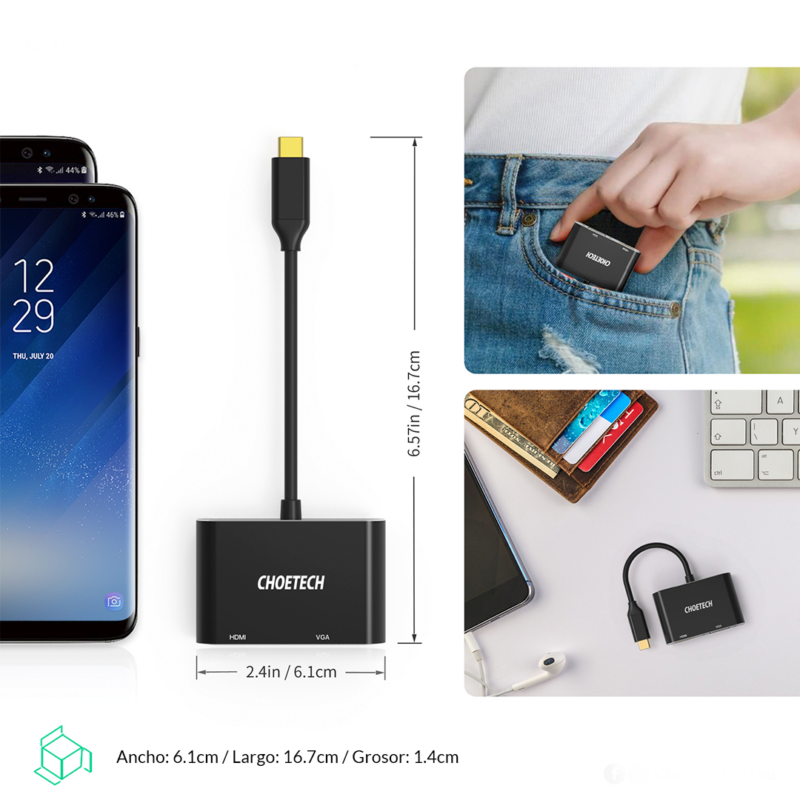 Adaptador USB C a HDMI + VGA - Imagen 2