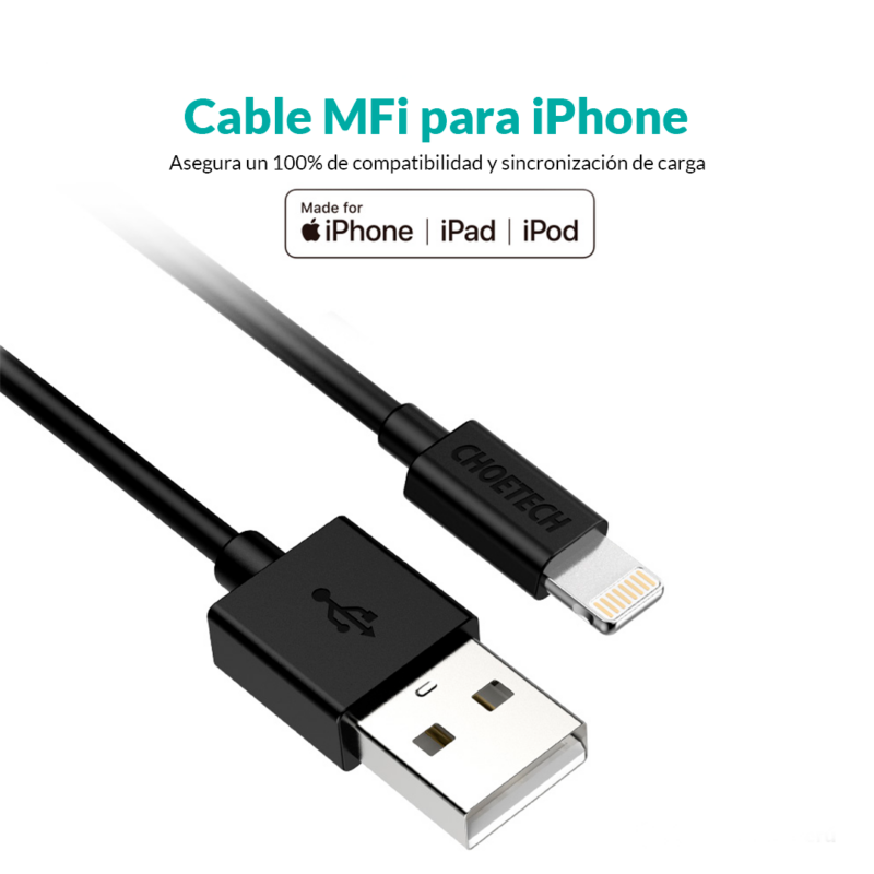 Cable Lightning USB A a Mfi 1.8m - Imagen 5