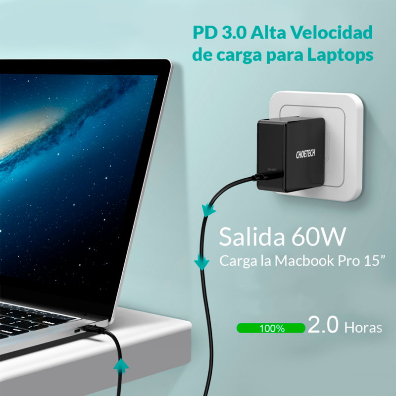 Adaptador Plegable de Carga Rápida PD 60W USB-C - Imagen 4