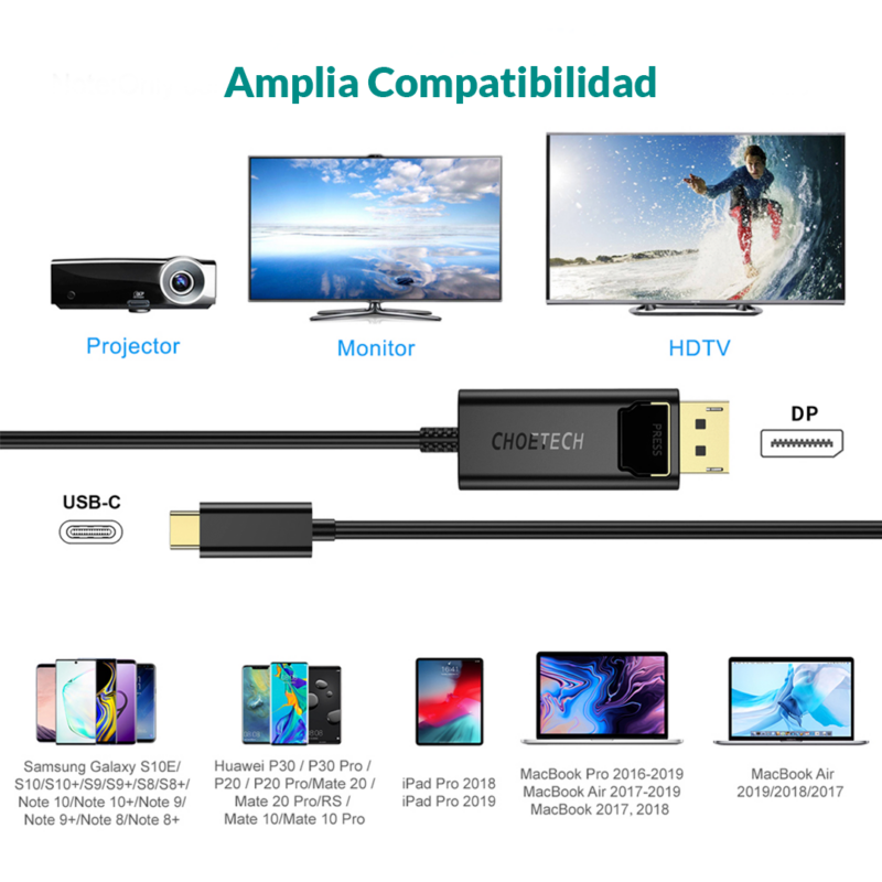 Cable USB C thunderbolt 3 a DisplayPort 4K - Imagen 7