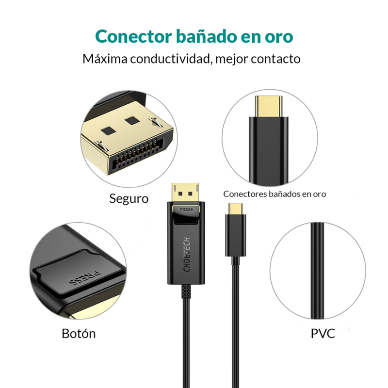 Cable USB C thunderbolt 3 a DisplayPort 4K - Imagen 3