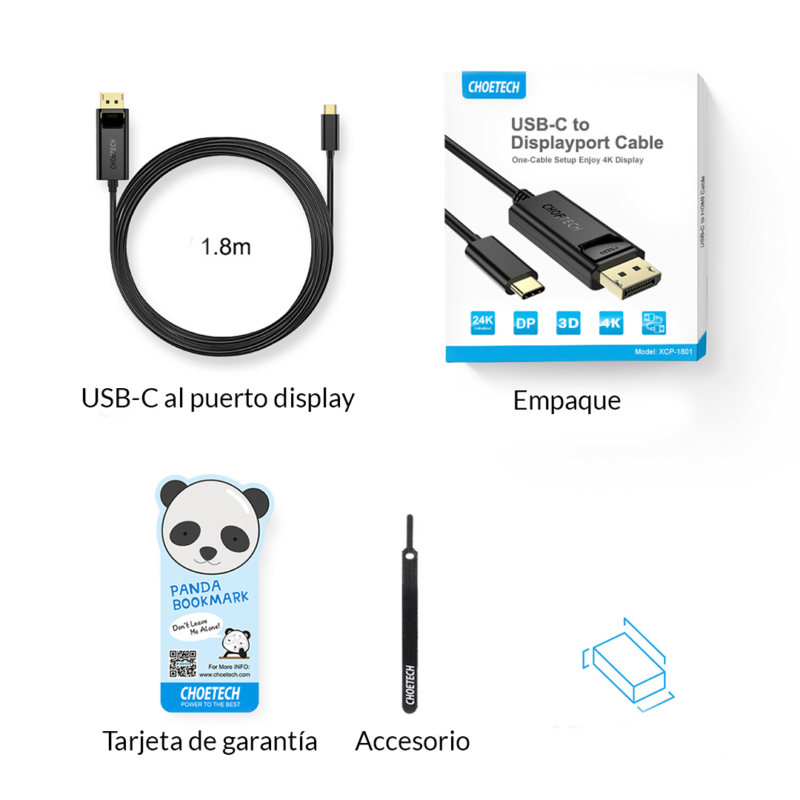 Cable USB C thunderbolt 3 a DisplayPort 4K - Imagen 2