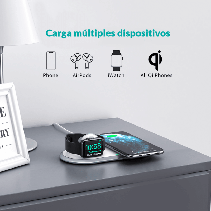 Cargador Inalambrico 2 en 1 - Apple Watch & Apple Buds & Iphone 11 / 12 / 13 & 14 - Imagen 8