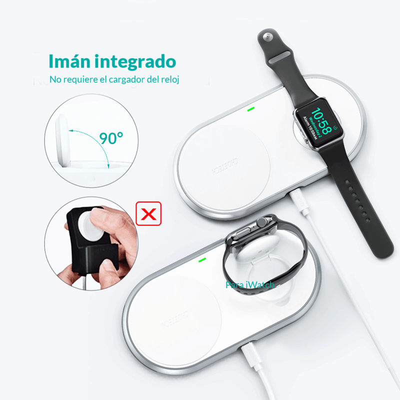 Cargador Inalambrico 2 en 1 - Apple Watch & Apple Buds & Iphone 11 / 12 / 13 & 14 - Imagen 4