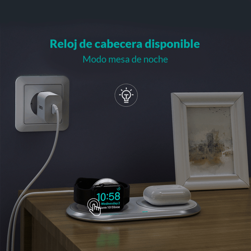 Cargador Inalambrico 2 en 1 - Apple Watch & Apple Buds & Iphone 11 / 12 / 13 & 14 - Imagen 6