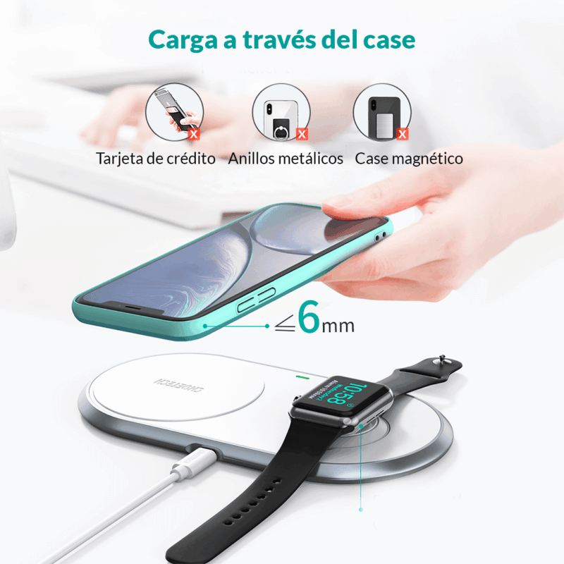 Cargador Inalambrico 2 en 1 - Apple Watch & Apple Buds & Iphone 11 / 12 / 13 & 14 - Imagen 2