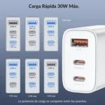 Potencia del Choetech PD3046: hasta 30W en un solo puerto y 17W en total al usar varios puertos