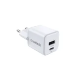 Cargador de pared GaN Choetech PD5012 de 30W blanco con puertos USB-C y USB-A, sobre fondo blanco