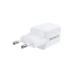 Vista posterior del cargador Choetech PD5012 blanco con enchufe de 2 pines redondos