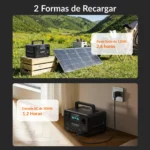 Choetech BS007 recargándose con un panel solar en el campo y con un tomacorriente en casa