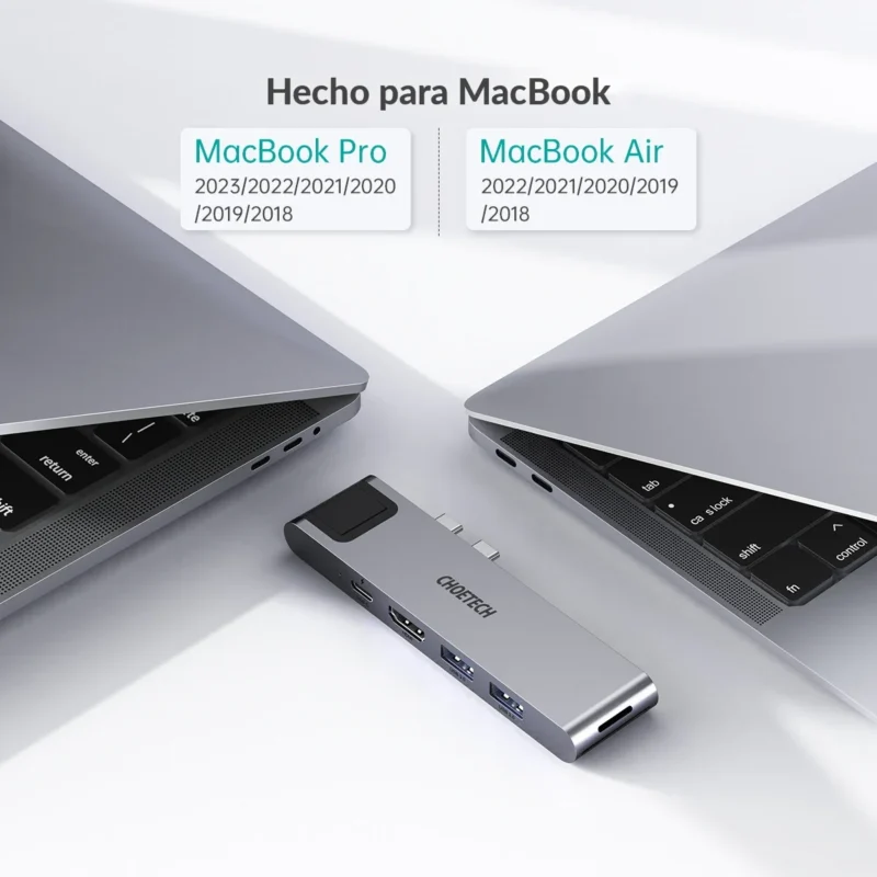 Hub Choetech HUB-M24 compatible con MacBook Pro 2018–2023 y MacBook Air 2018–2022