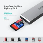 Lector de tarjetas SD y microSD del hub Choetech HUB-M24, compatible con tarjetas de hasta 2 TB