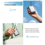 Power bank Choetech B832 con cable USB-C integrado que también sirve de cordón para colgarlo