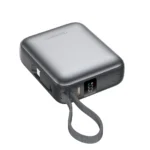 Power bank mini Choetech B832 gris espacial con pantalla LED, puerto USB-C y cable integrado