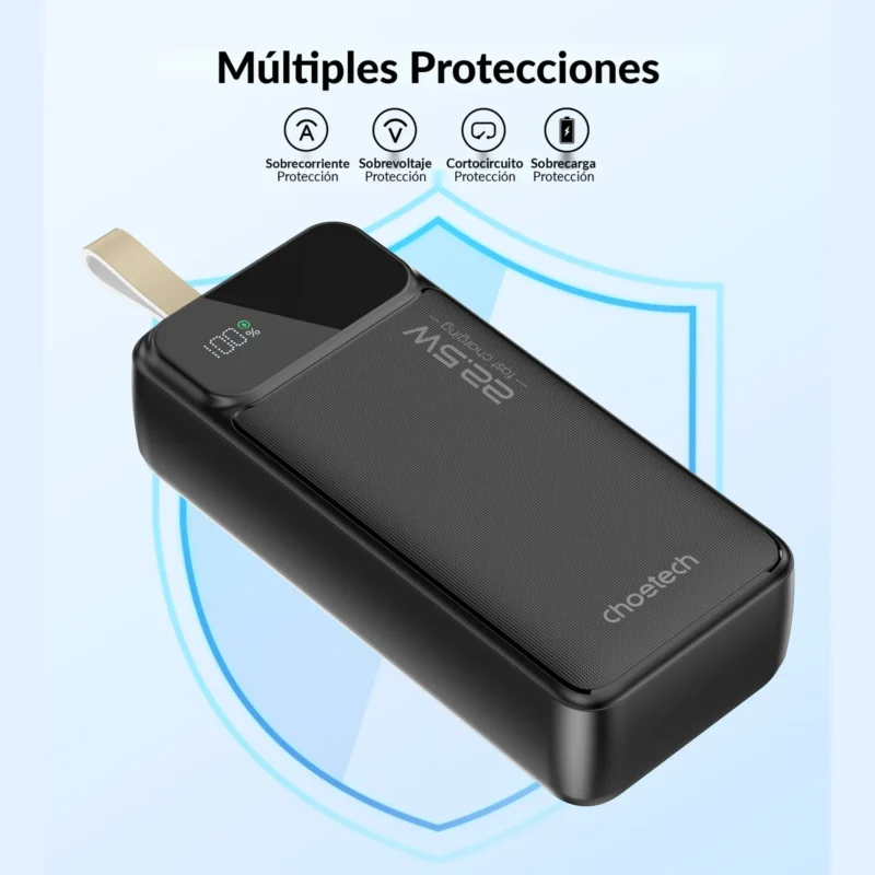 Power bank Choetech B730 con protección contra sobrecorriente, sobrevoltaje, cortocircuito y sobrecarga