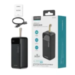 Contenido de la caja del power bank Choetech B731 de 40,000 mAh: power bank, cable USB-C y manual