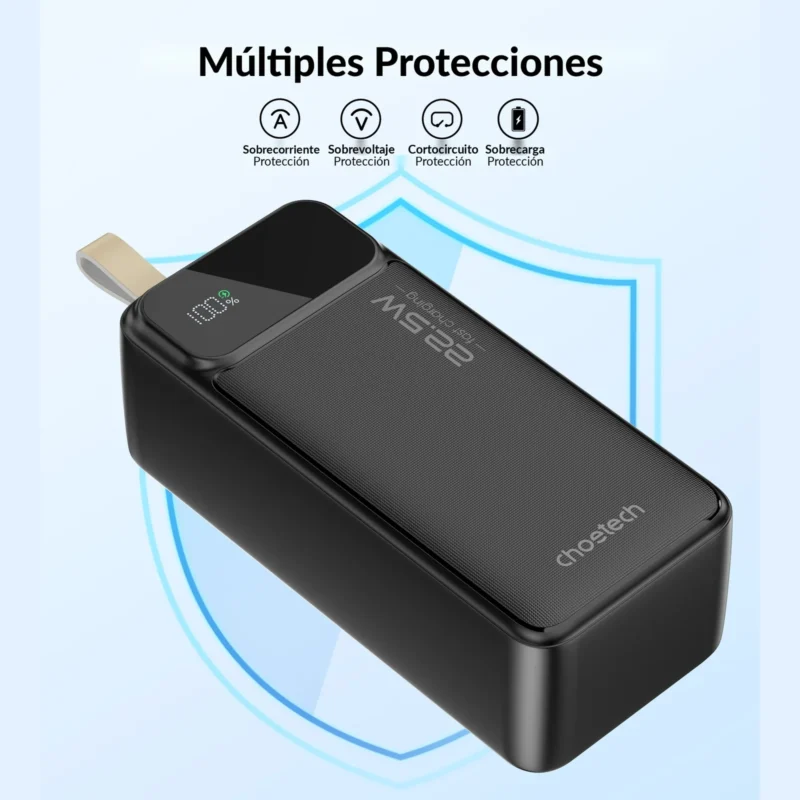 Power bank Choetech B731 con protección contra sobrecorriente, sobrevoltaje, cortocircuito y sobrecarga